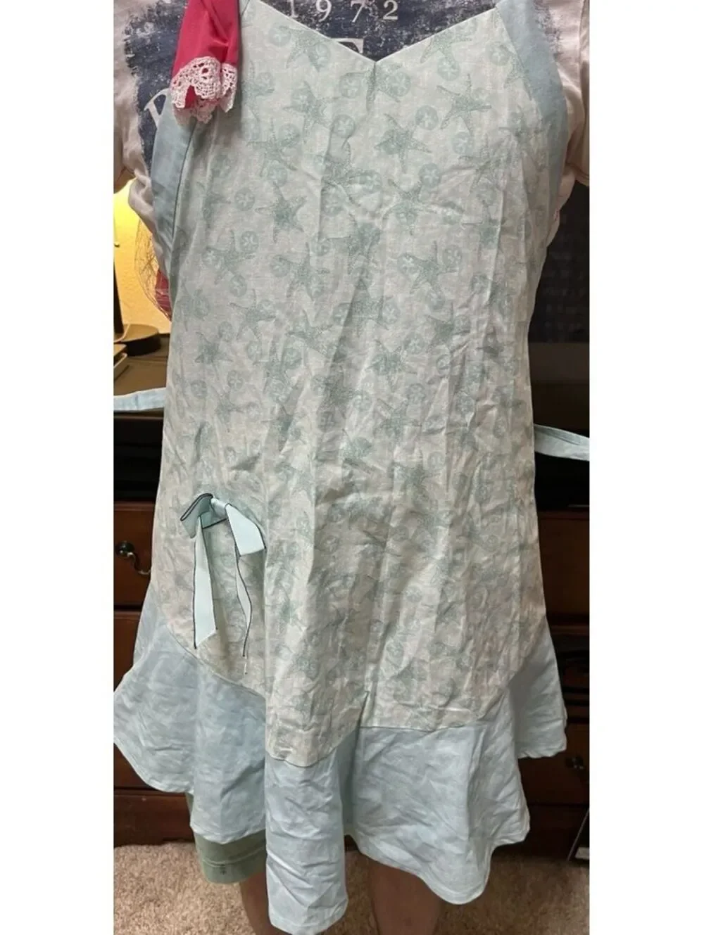 Handmade Blue Coastal Print Kitchen Apron